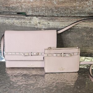 kate spade blush pink crossbody bag with matching card pouch